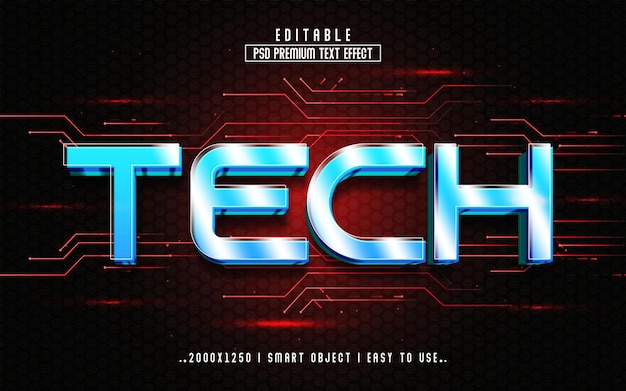 Tech 3d Editable Text Effect Style With Premium Background