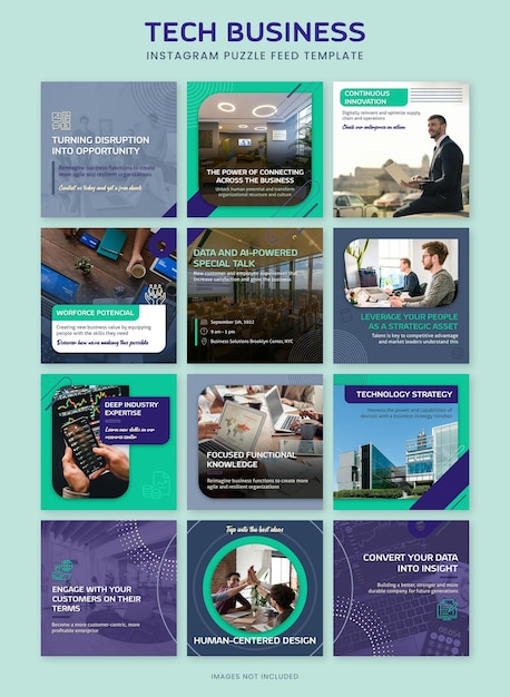 Tech Business Instagram Puzzle Feed Template (Template de feed de quebra-cabeça de negócios)