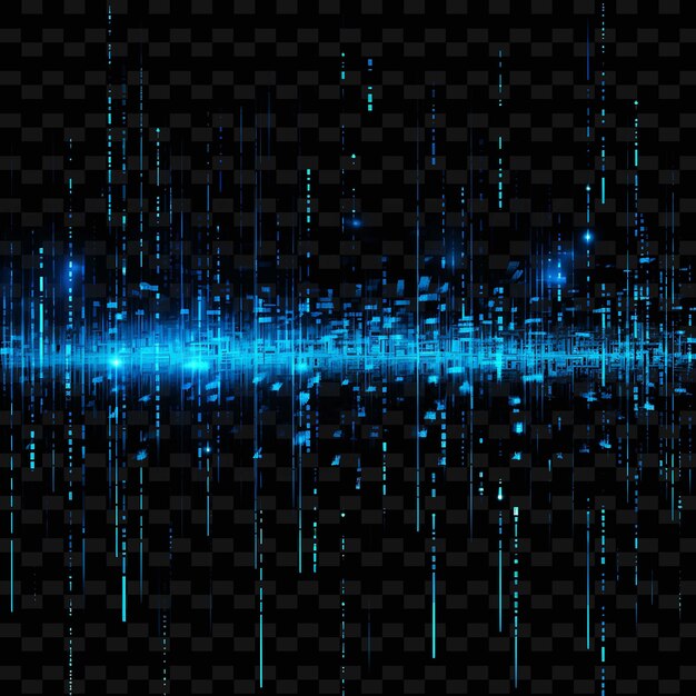 Techno líneas digitales código binario patrones azul eléctrico cuadrícula png y2k formas artes de luz transparentes