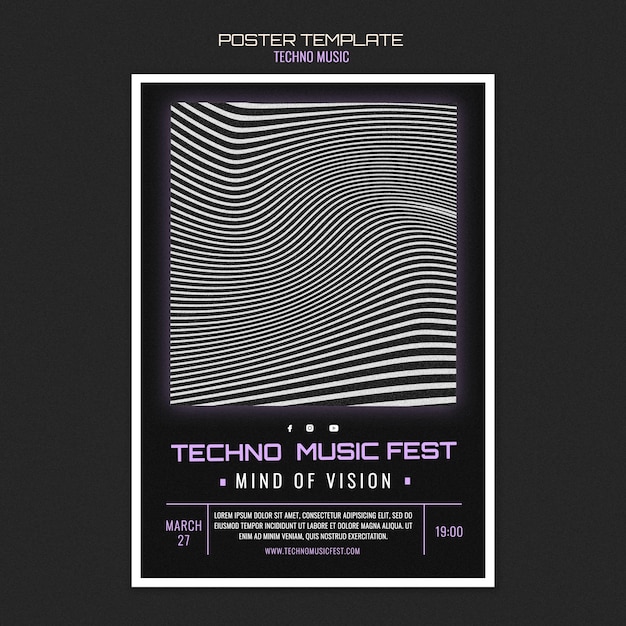 PSD techno musik fest poster