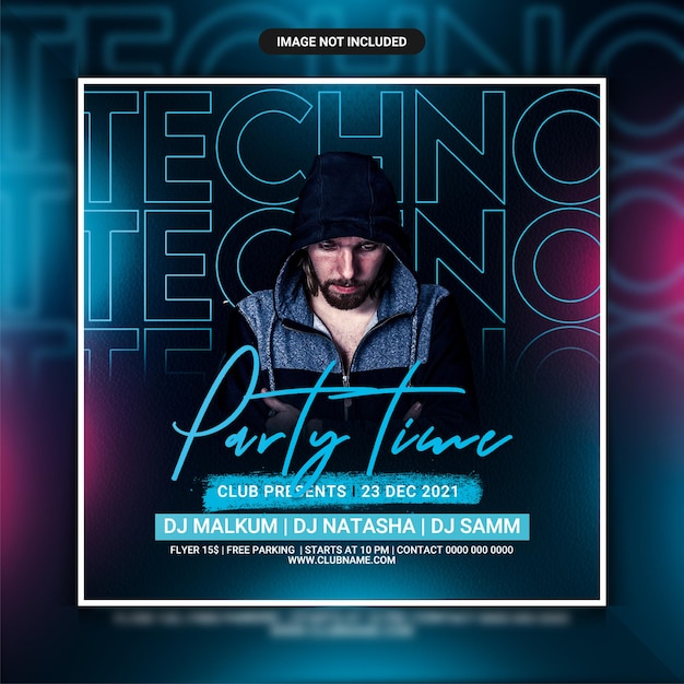 Techno-nacht-partyzeit-party-flyer-vorlage