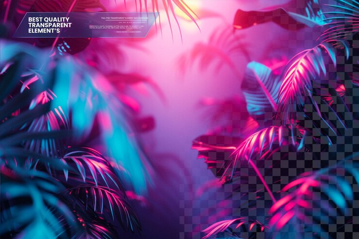 PSD techno tropic en un fondo transparente