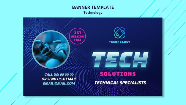 PSD technologie-banner-vorlage mit foto