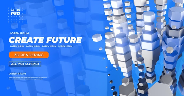 La technologie de rendu 3D cube affiche de fond transparente