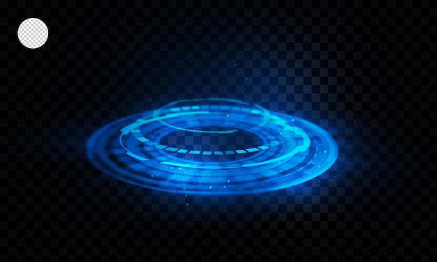 Technologie rougeoyante hud bleu sur fond transparent