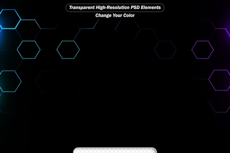 PSD technologie sechseckiger dunkler futuristischer abstrakter hintergrund mit rosa und blau gefärbten hellen blitzen