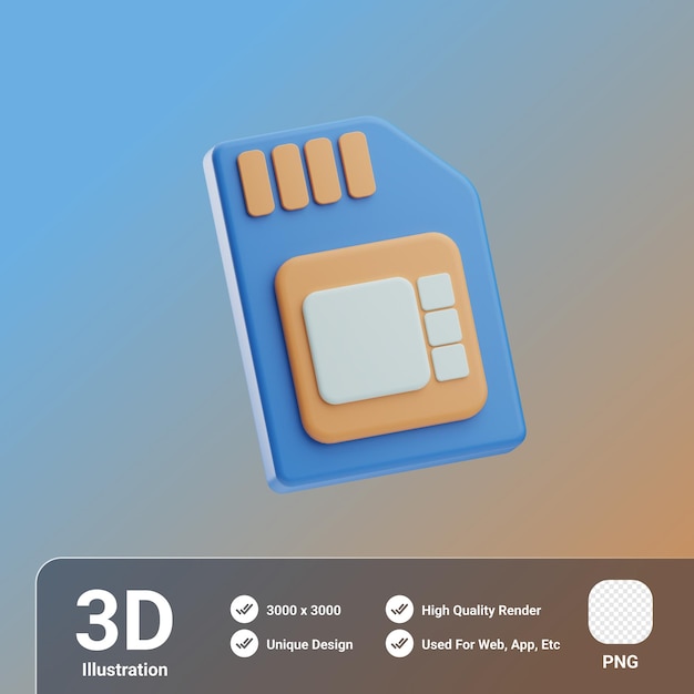 PSD technologie-sim-karte 3d-illustration