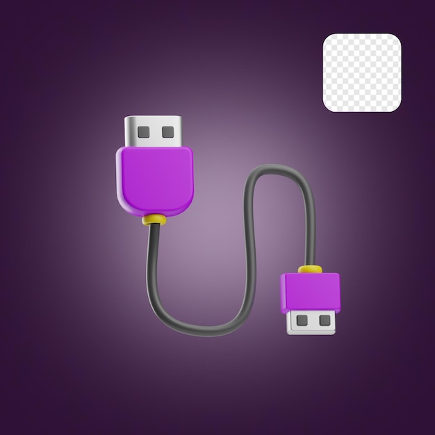 Technologie-USB-Kabel 3D-Illustrationssymbol