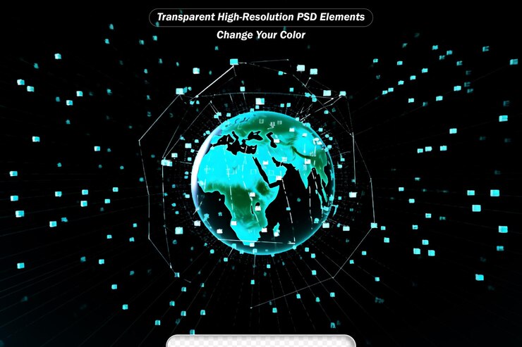 PSD technology big data protection concept with dots and lines