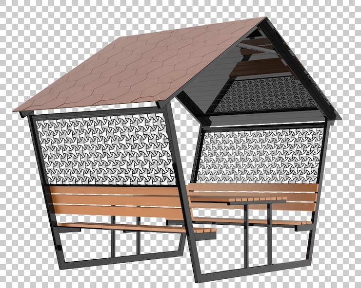 PSD el techo del jardín aislado sobre un fondo transparente ilustración de renderización 3d