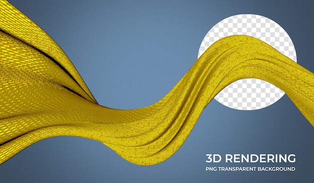 PSD tecido ondulado abstrato amarelo renderização 3d fundo transparente