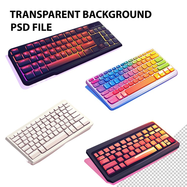 PSD el teclado aislado en un fondo transparente