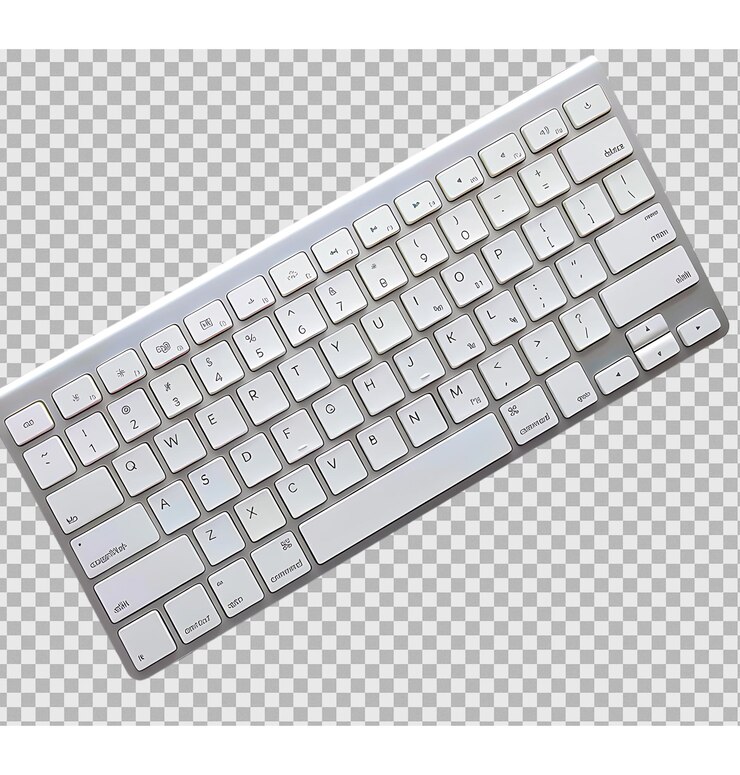 PSD teclado blanco aislado sobre un fondo transparente