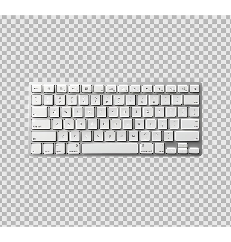 PSD teclado blanco aislado sobre un fondo transparente