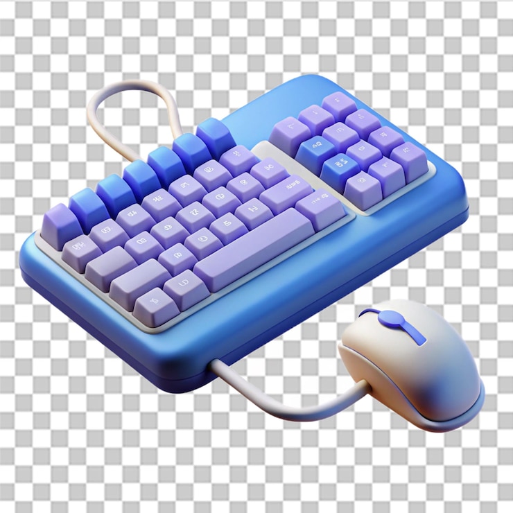PSD el teclado de computadora 3d aislado en fondo blanco el teclado con cable del ordenador el teclato del pc se puede utilizar para muchos propósitos el vector moderno y de moda en estilo 3d