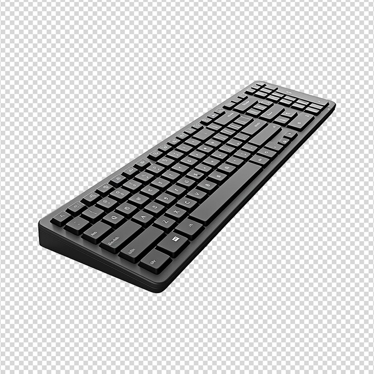 PSD teclado de computadora de renderizado 3d aislado sobre fondo transparente