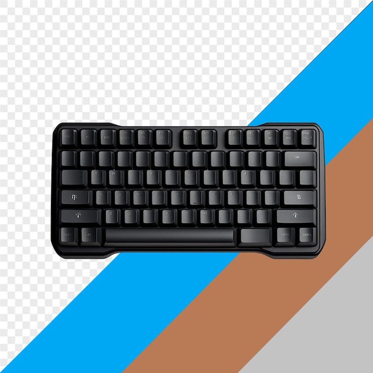 PSD un teclado de computadora con un teccado negro en un fondo azul