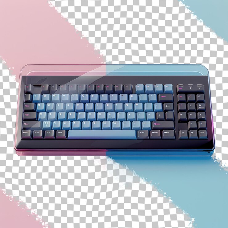 PSD un teclado con un fondo azul rojo y rosa
