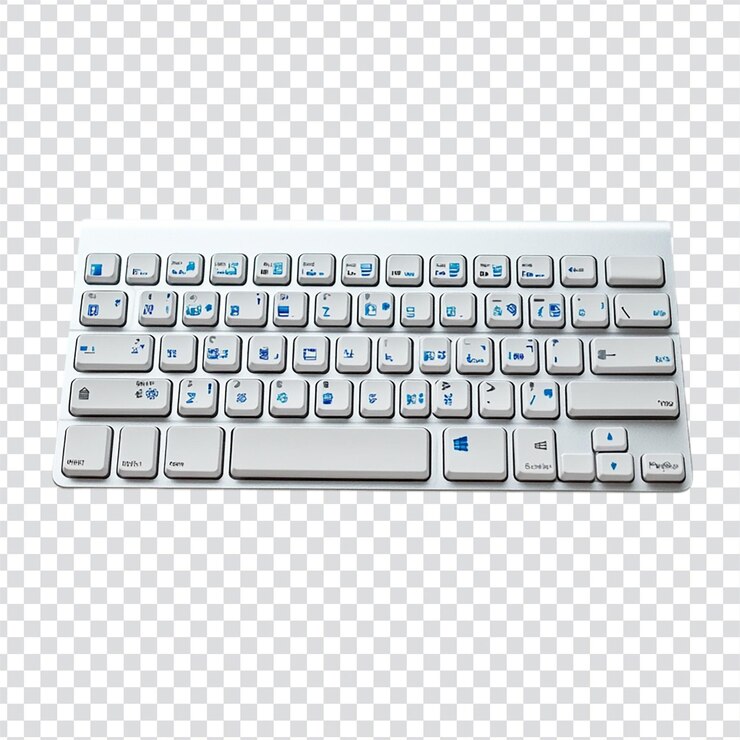 PSD teclado inalámbrico de diferentes colores con diseño delgado en un fondo transparente