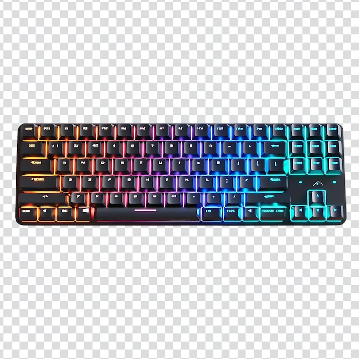 PSD teclado inalámbrico de diferentes colores con diseño delgado en un fondo transparente