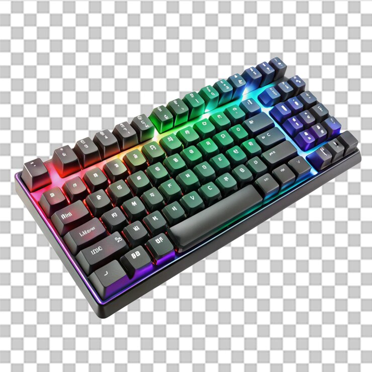 PSD teclado de juegos rgb aislado sobre un fondo transparente