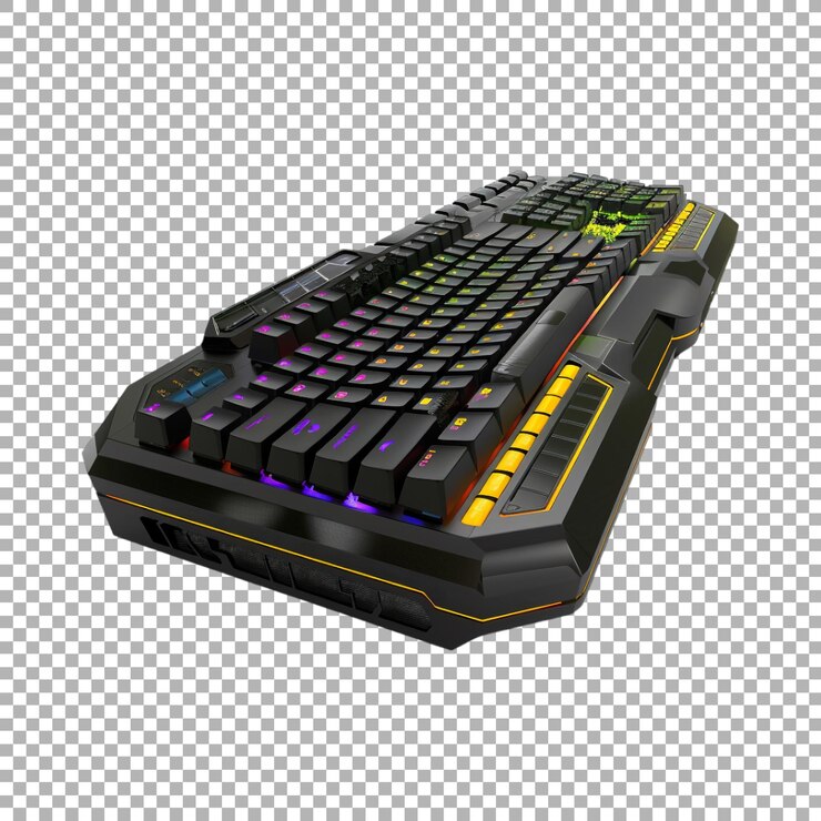 PSD teclado de juegos rgb en fondo transparente generado por ai