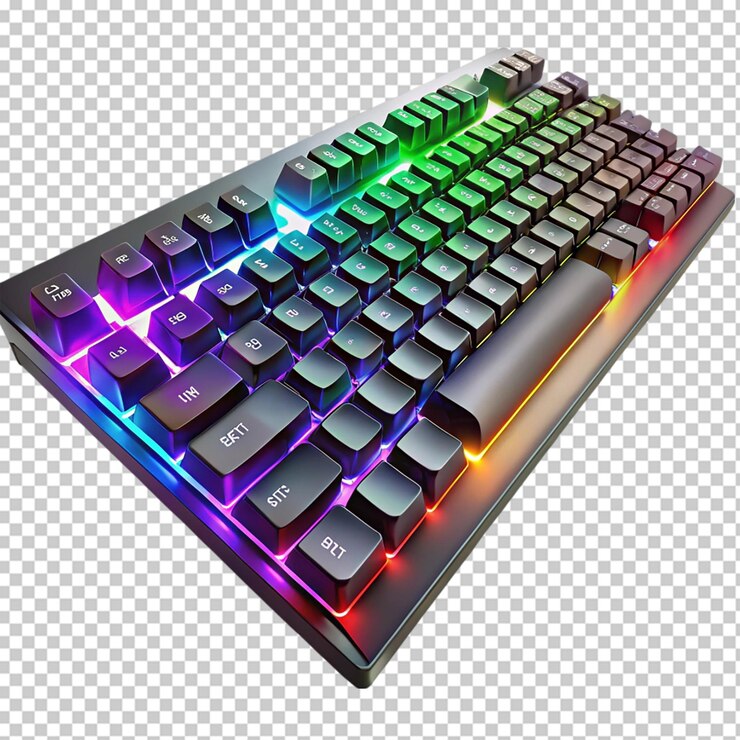 PSD el teclado mecánico rgb moderno aislado en blanco