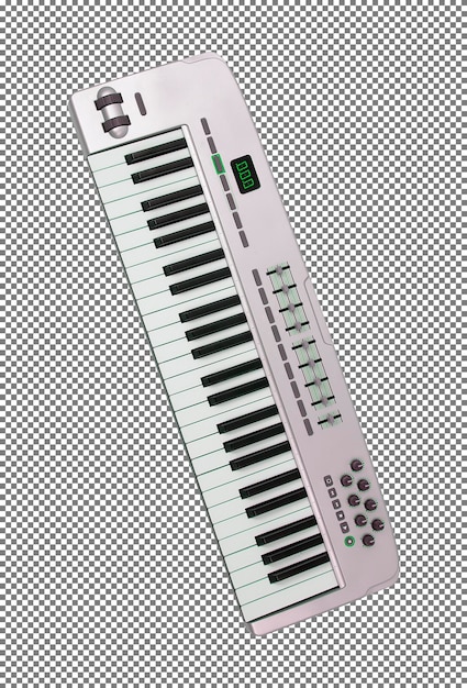 Teclado de música aislado en fondo blanco