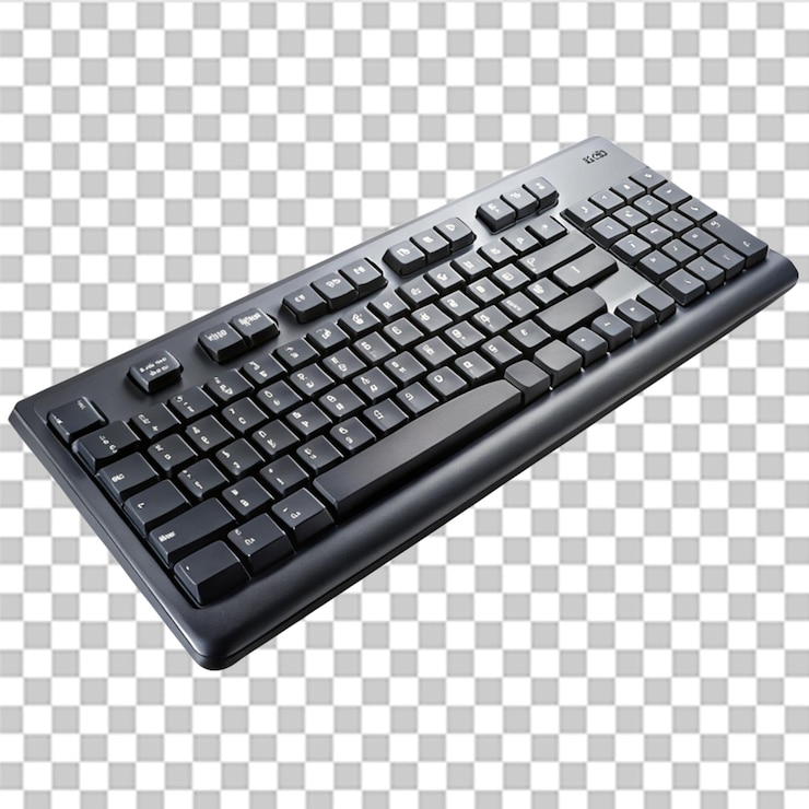 PSD teclado negro aislado sobre un fondo transparente