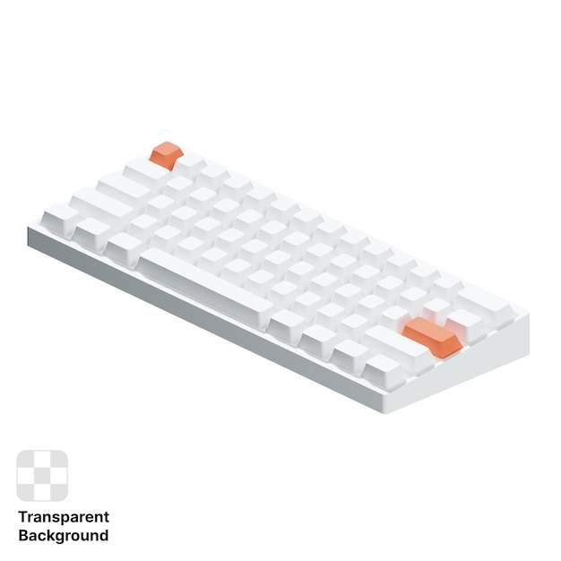Teclado qwerty blanco 3D con acento naranja icono de hardware de computadora