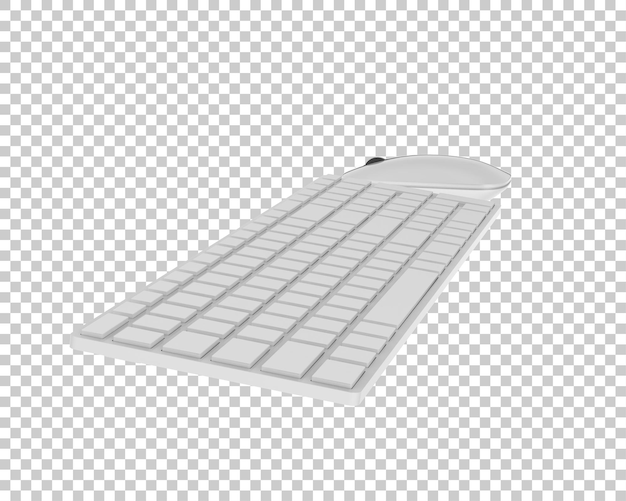 Teclado y ratón aislados en fondo transparente ilustración de renderizado 3d