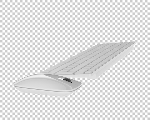 Teclado y ratón aislados en fondo transparente ilustración de renderizado 3d