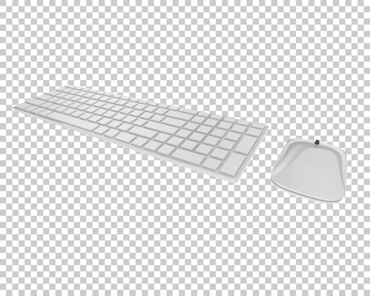 PSD teclado y ratón aislados en fondo transparente ilustración de renderizado 3d