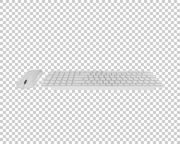 Teclado y ratón aislados en fondo transparente ilustración de renderizado 3d