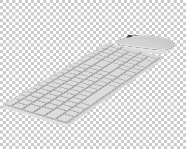 Teclado y ratón aislados en fondo transparente ilustración de renderizado 3d