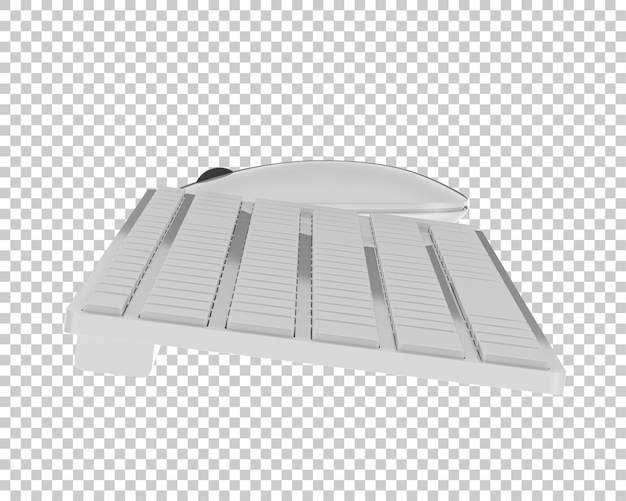 Teclado y ratón aislados en fondo transparente ilustración de renderizado 3d