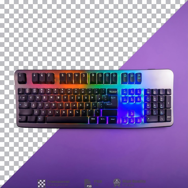PSD el teclado retroiluminado de arco iris está aislado