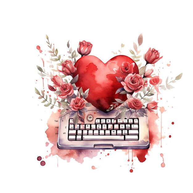 Teclado de San Valentín con corazones y rosas