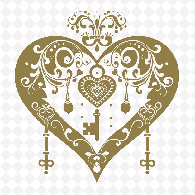 con teclas de corazón y una clave en un vector de fondo blanco