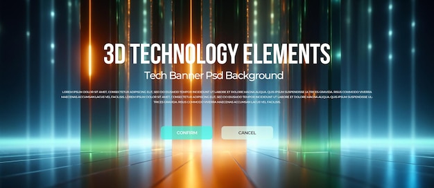 Tecnologia 3d banner fundo psd