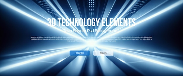 Tecnologia 3D banner fundo psd
