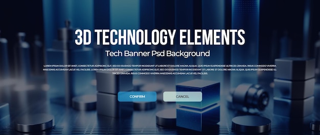 PSD tecnología 3d: fondo de banner en psd