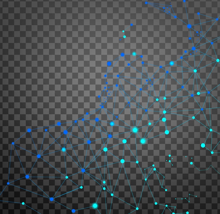 PSD tecnologia abstrata azul linhas de ponto flutuante de estilo abstrato em um fundo transparente