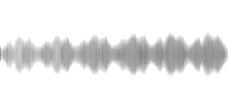 PSD tecnologia audio musica ondate sonore iconica vettoriale illustrazione