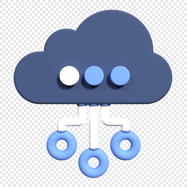 PSD tecnología de computación en la nube 3d tecnología de almacenamiento en la nube y almacenamiento de datos en línea ilustración de procesamiento 3d