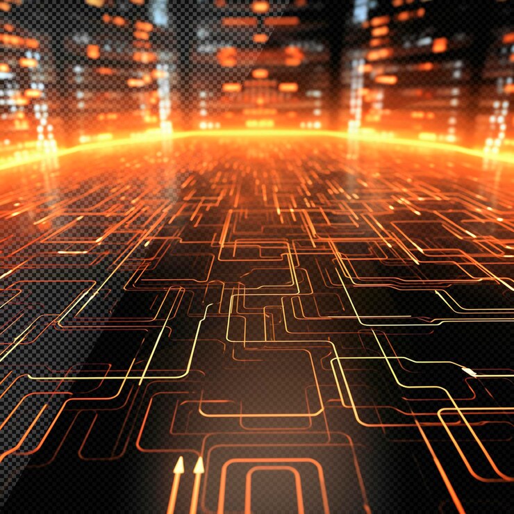 PSD tecnología de datos digitales aislado fondo transparente