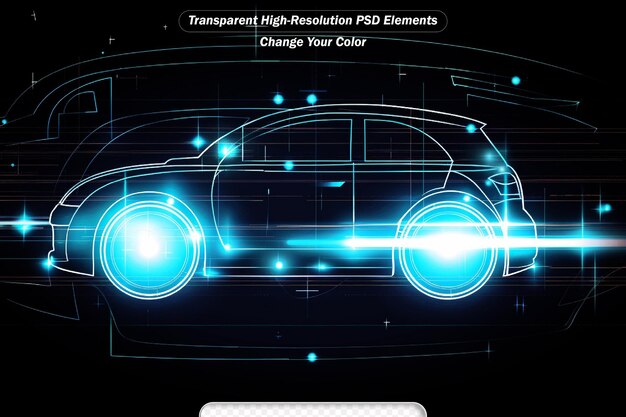 PSD tecnologia de carro digital inteligente em sala virtual