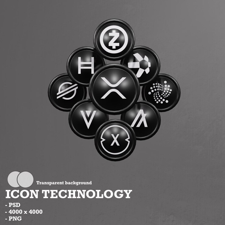 PSD tecnologia de ícones 3d, blockchain e inteligência artificial