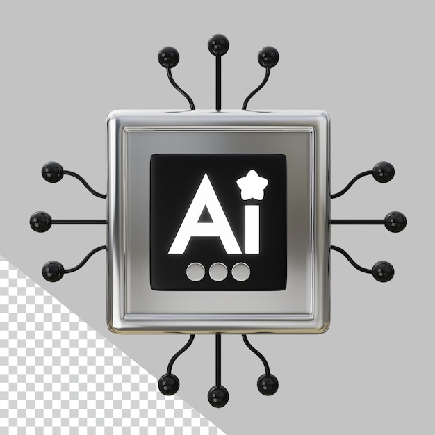 Tecnologia di chip AI Progettazione grafica Materiali concettuali metallici d'argento