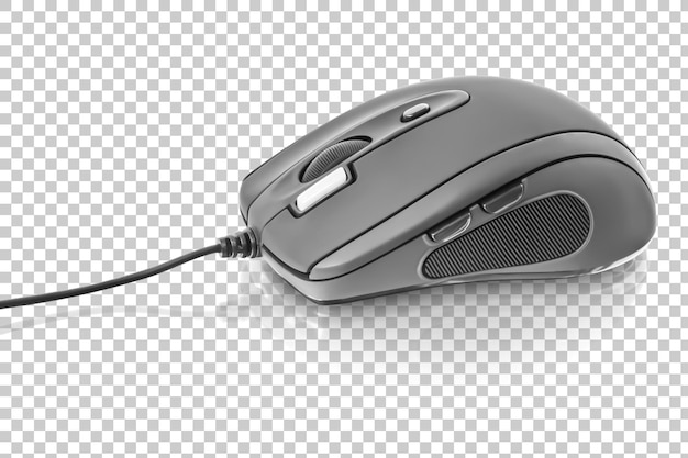 Tecnologia di comunicazione Mouse del computer con riflesso isolato su sfondo trasparente